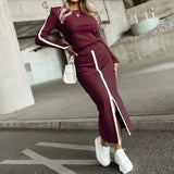 Women’s 2-Piece Skirt Set — Long Sleeve Sweatshirt + Midi Skirt