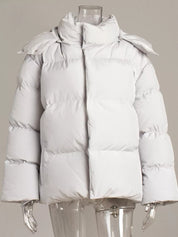 Pocketed Zip Up Hooded Puffer Jacket