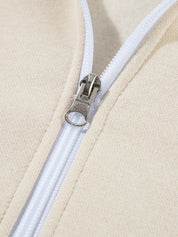 Drop Shoulder Zip Up Jacket and Drawstring Pants Active 2pcs Set