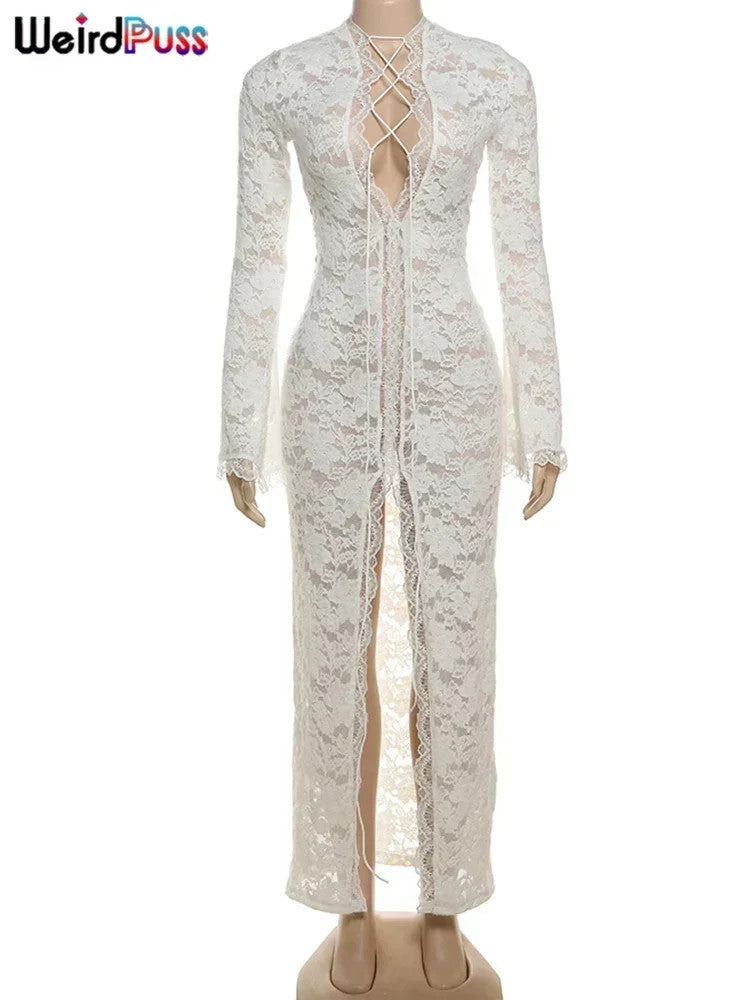 Weird Puss Embroidery Ruffles Dress