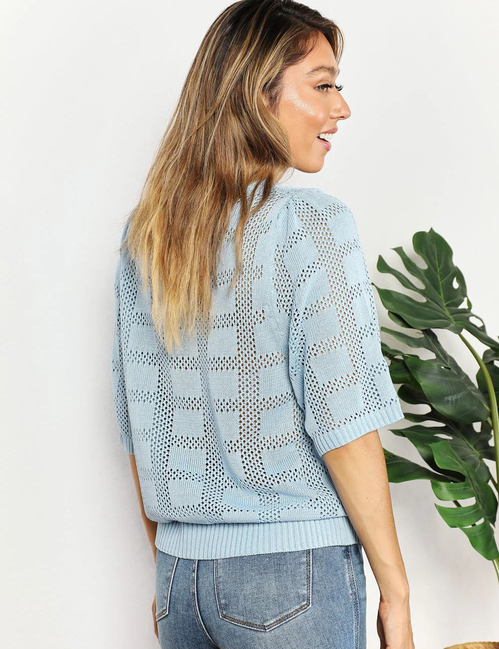 Mandy Ribbed Trim Round Neck Knit Top