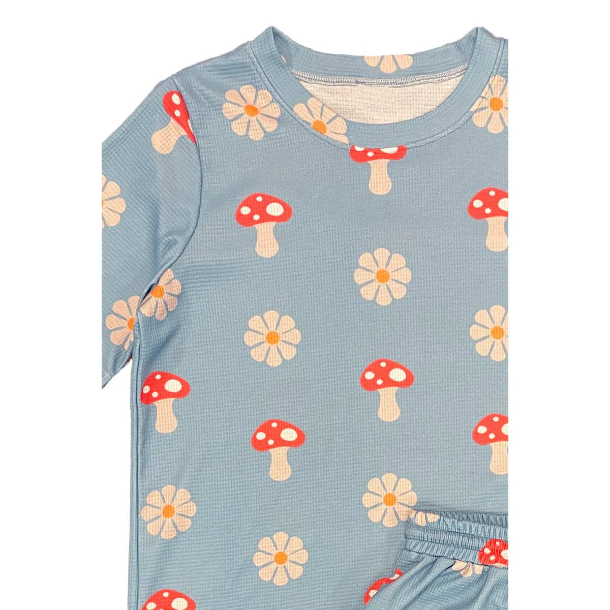 Miss Sparkling Waffle Fabric Printed Matching Shorts Set