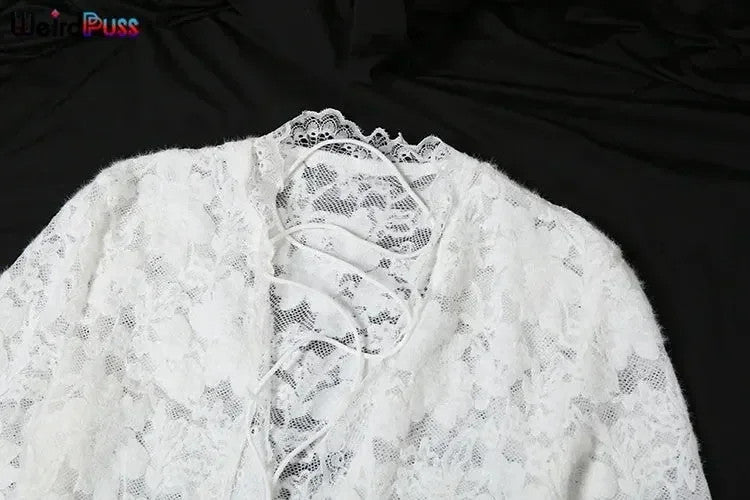 Weird Puss Embroidery Ruffles Dress