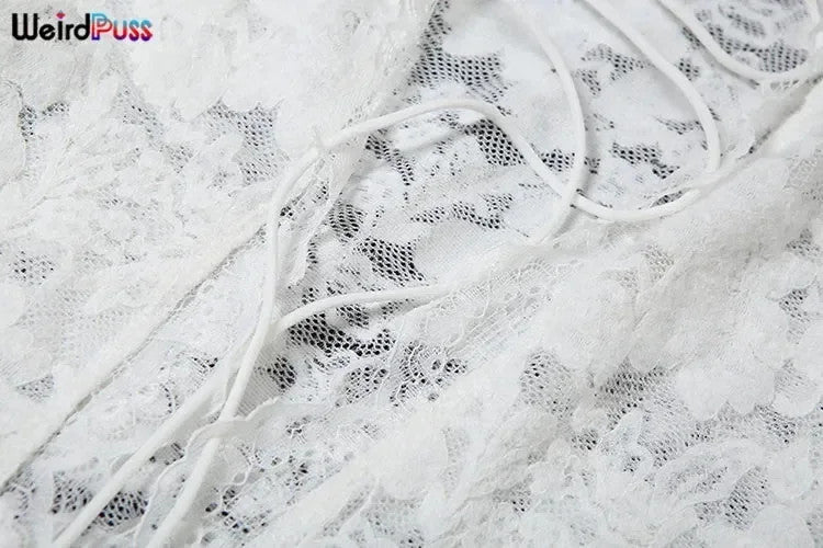 Weird Puss Embroidery Ruffles Dress