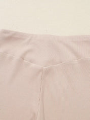 Solid Color Oversize Slit Sweatshirt and Ribbed Leggings 2pcs Set