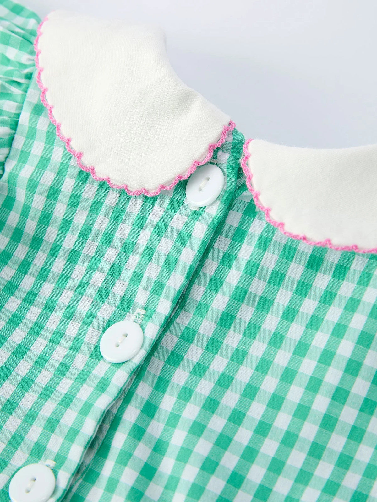 Spring Gingham Bow Ruffle Smocked Dress
