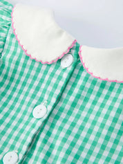 Spring Gingham Bow Ruffle Smocked Dress