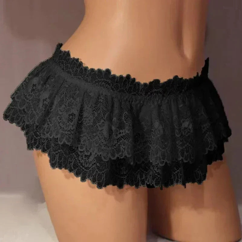 Ruffle Trim Lace Lingerie Briefs Lolita Pink White Black