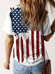 American Flag V-Neck Short Sleeve T-Shirt