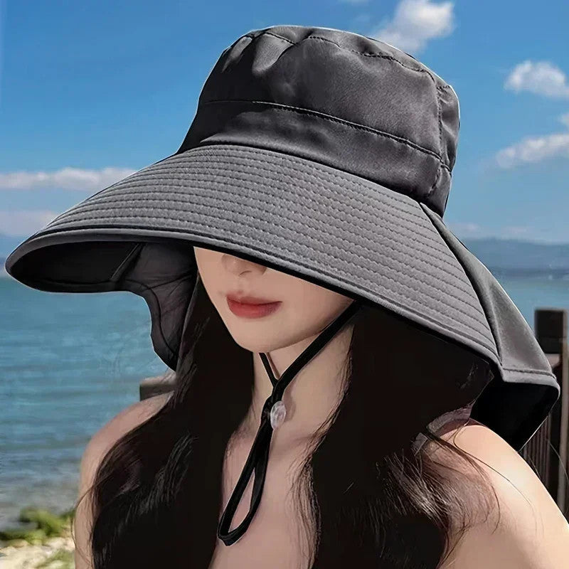 Summer Ponytail Hat with Large Brim