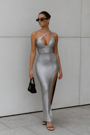 One Shoulder Slit Maxi Dress