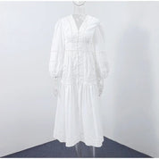 Lace Patchwork Hollow Out Long Lantern Sleeve Dress
