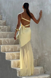 Mozision One Shoulder Backless Maxi Dress
