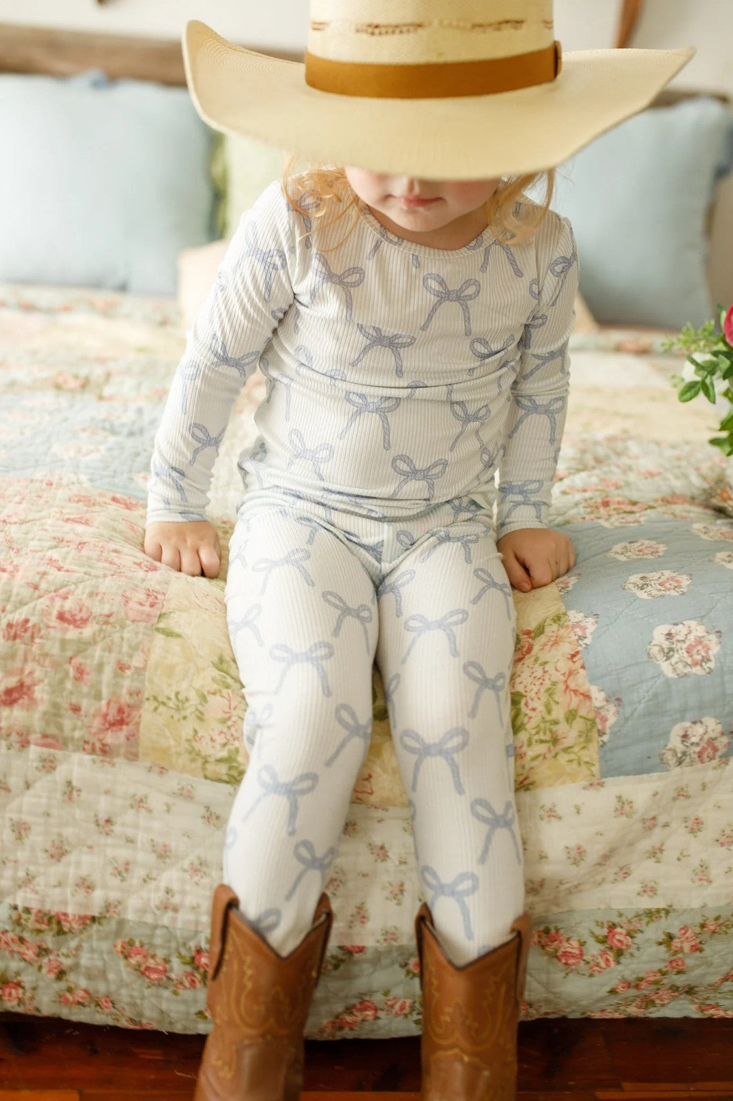 Blue Belle 2pc Ribbed Bamboo Pajamas
