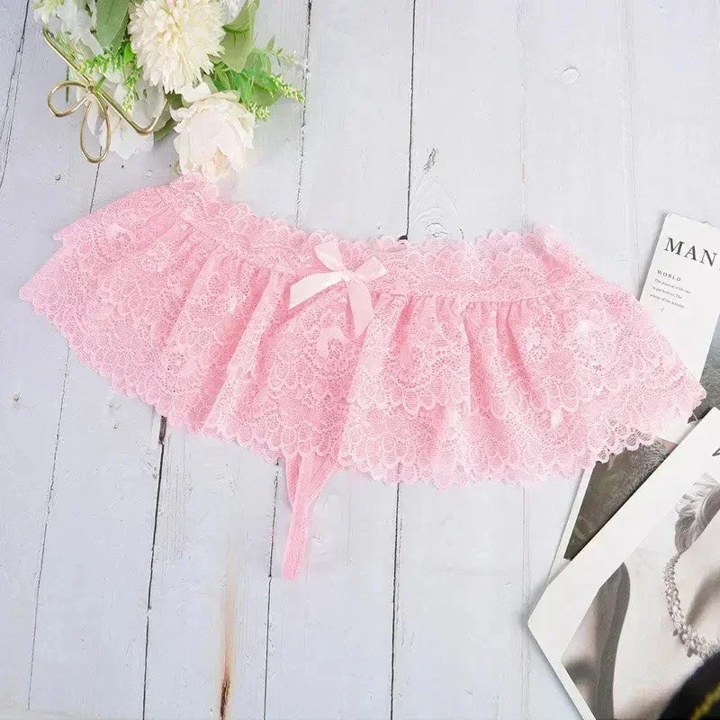 Ruffle Trim Lace Lingerie Briefs Lolita Pink White Black