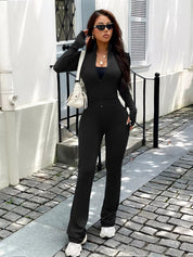 Zip Up Long Sleeve Outerwear and Pants Active Set