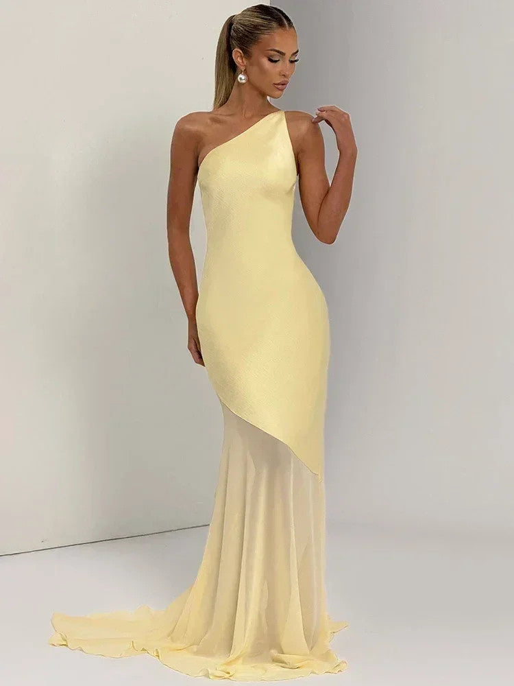 Mozision One Shoulder Backless Maxi Dress