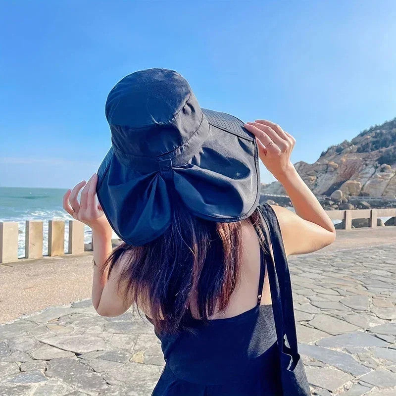 Summer Ponytail Hat with Large Brim