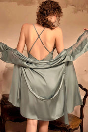 Luxurious Lace Satin Bridal Lingerie Set with Nightgown & Robe