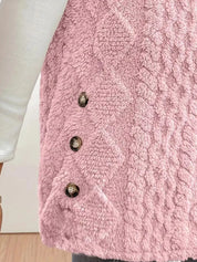 Button Up Plush Hooded Vest Coat