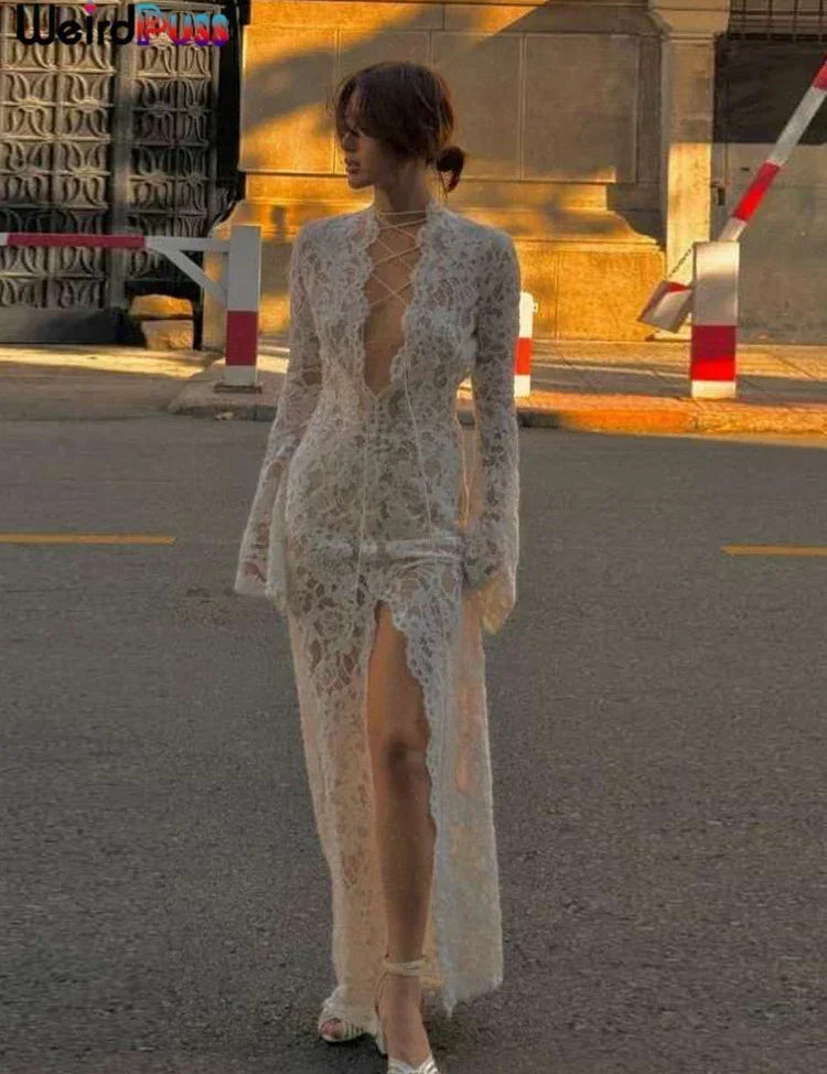Weird Puss Embroidery Ruffles Dress
