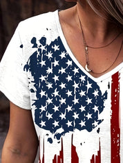American Flag V-Neck Short Sleeve T-Shirt