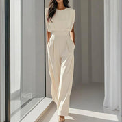 Women’s wide-leg short sleeve jumpsuit