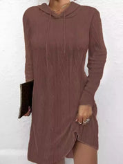 Casual Long Sleeve Hooded Knit Dress