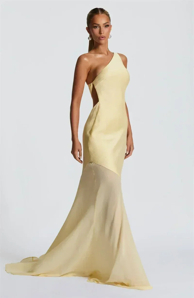 Mozision One Shoulder Backless Maxi Dress