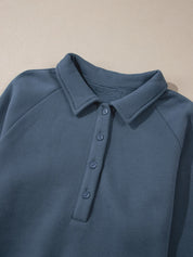 Collared Sweatshirt and High Waist Pants Active Set