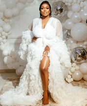 Dressing Gown Perspective Sheer Skirt Long Tulle Robe Puffy