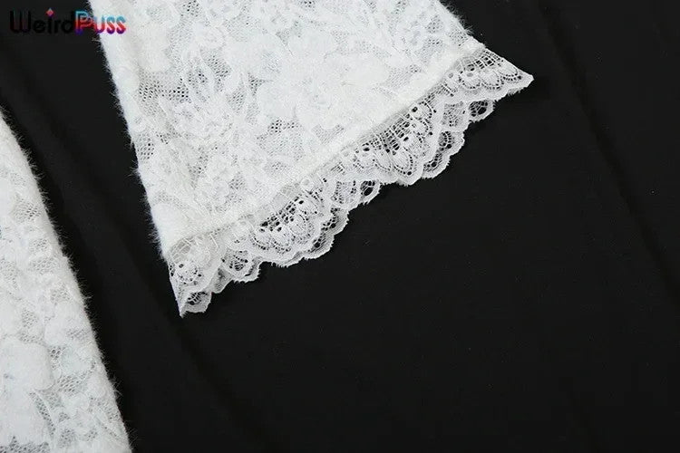Weird Puss Embroidery Ruffles Dress