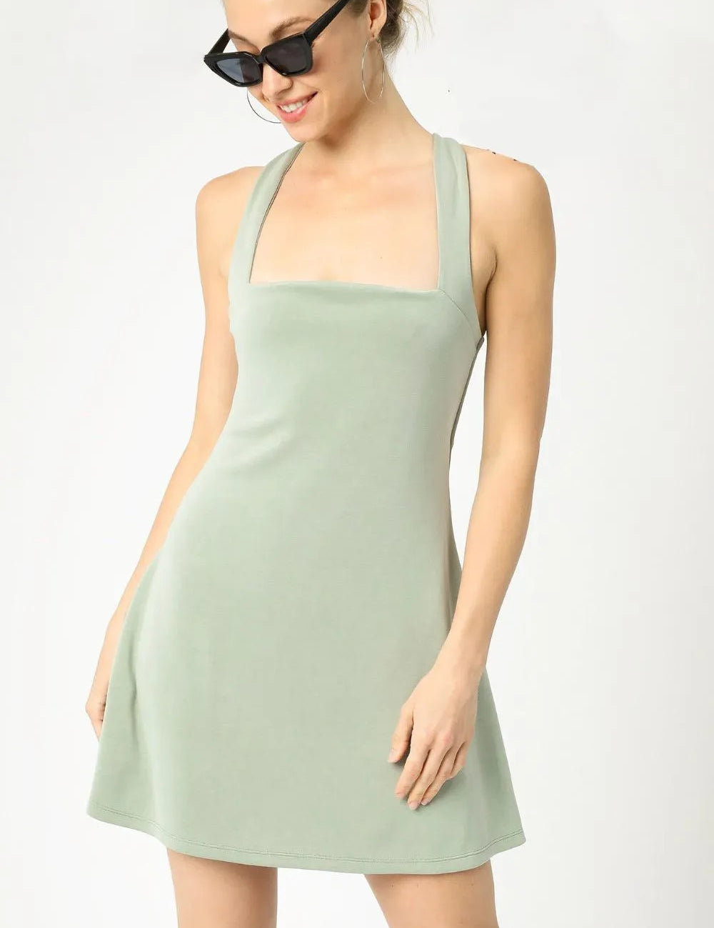 Umgee Crisscross Square Neck Active Dress