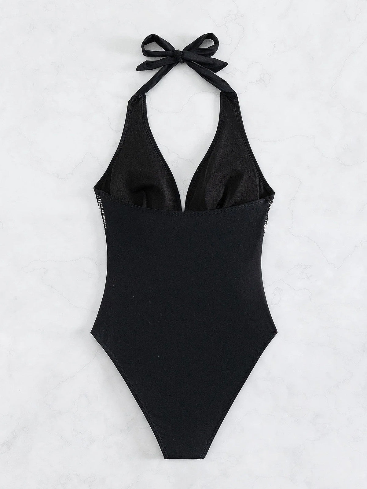 One Piece Swimsuit Women One Piece Halter Sequined Sexy Backless Bikini Swimsuit