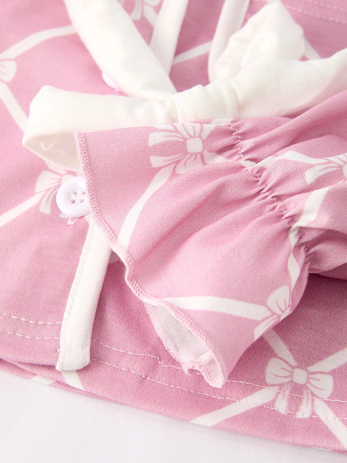 Mommy & me Autumn Check Bow Girls Lapel Pajamas