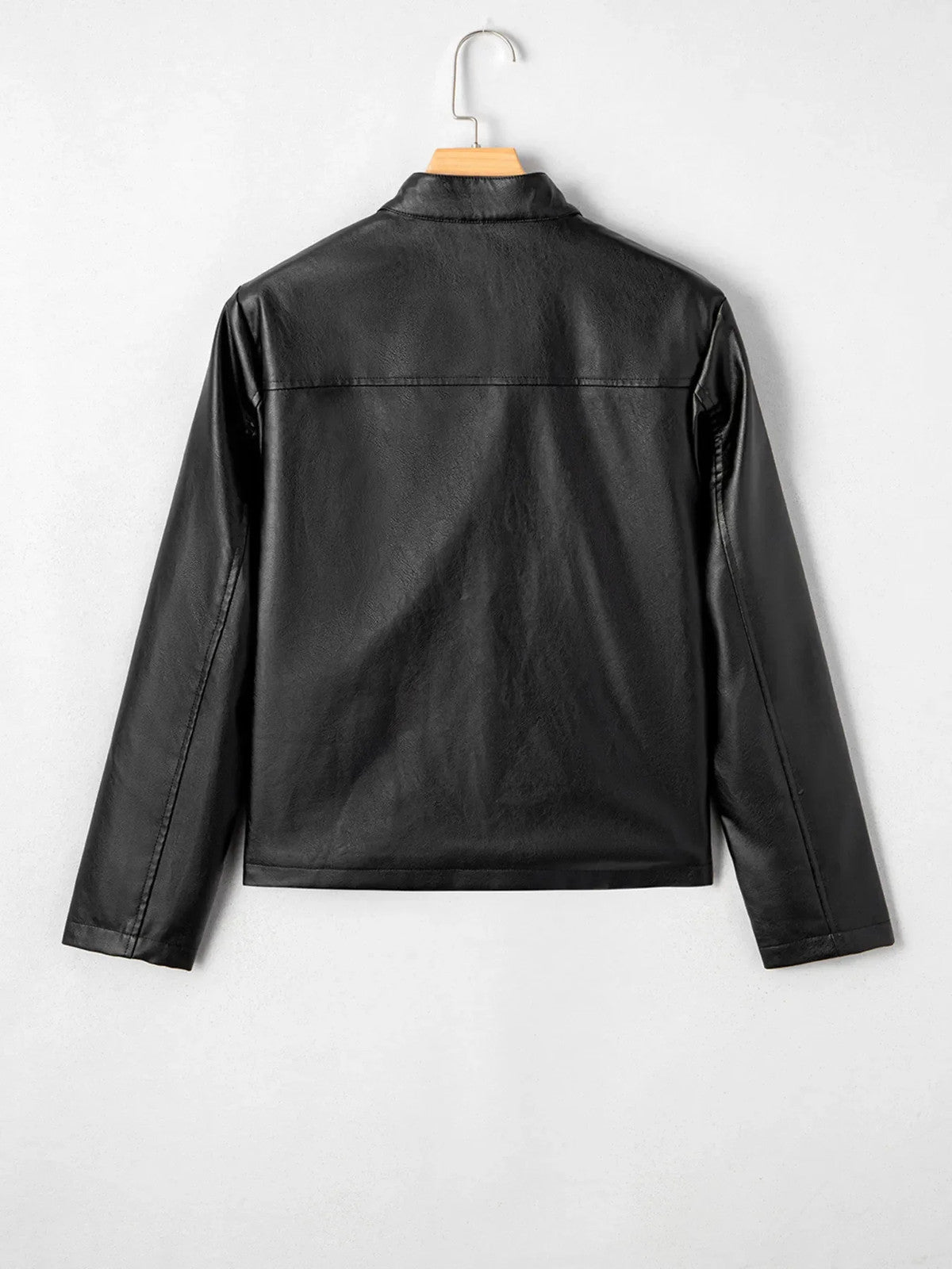 Faux Leather Buttoned Front Boxy Jacket