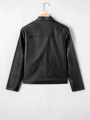 Faux Leather Buttoned Front Boxy Jacket
