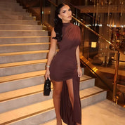 Irregular Pleated Mini Dress | Tassel Hem Streetwear Dress