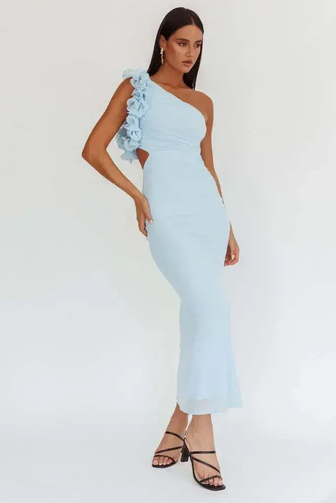 Elegant Slant Shoulder Dress