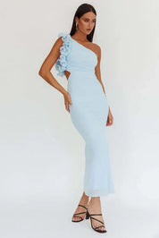 Elegant Slant Shoulder Dress