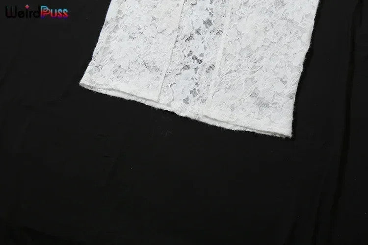 Weird Puss Embroidery Ruffles Dress