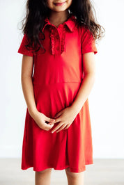 Red S/S Polo Dress