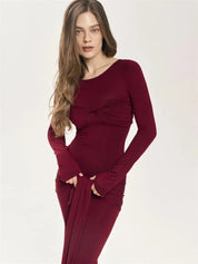 Tossy Pleated Maxi Bodycon Dress