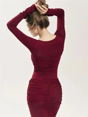 Tossy Pleated Maxi Bodycon Dress