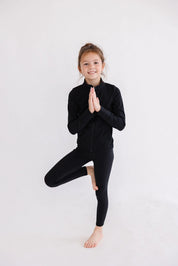 Balanced Black Full-Zip Ruffle Active Jacket