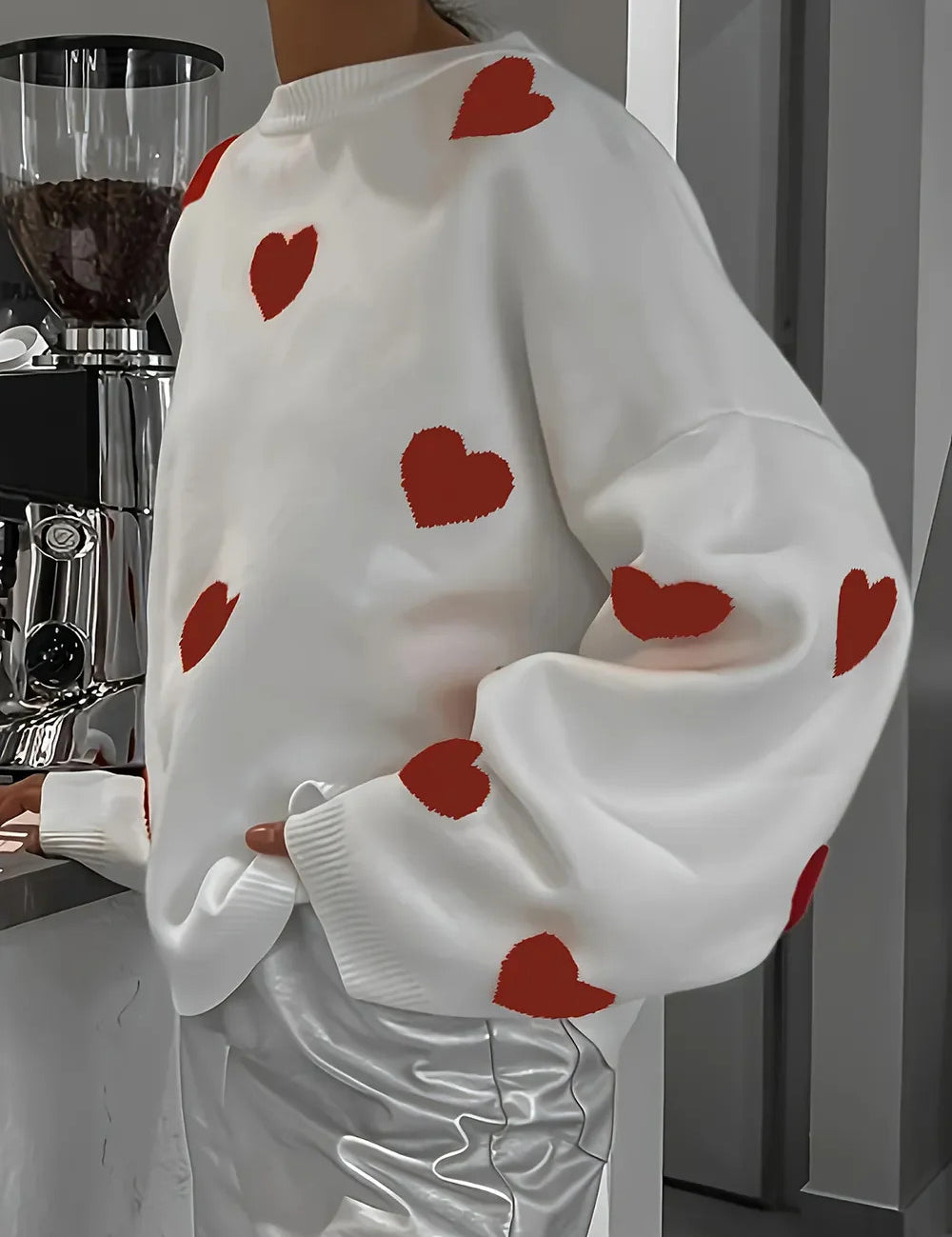 Valentine’s Day Heart Round Neck Long Sleeve Sweater