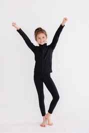 Balanced Black Full-Zip Ruffle Active Jacket