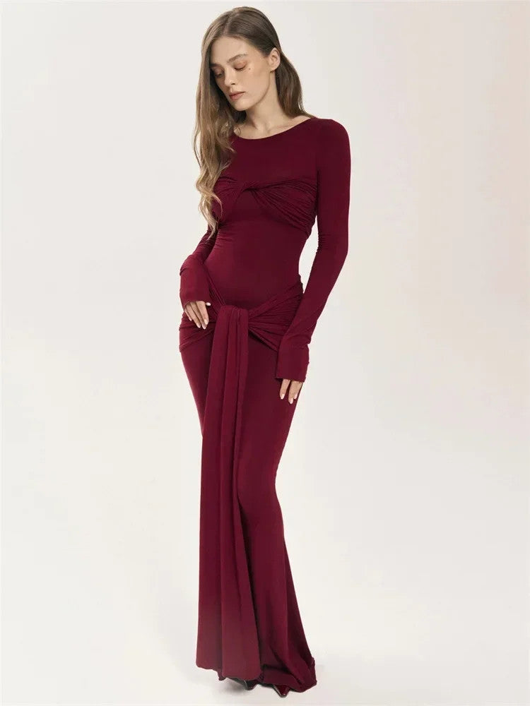 Tossy Pleated Maxi Bodycon Dress