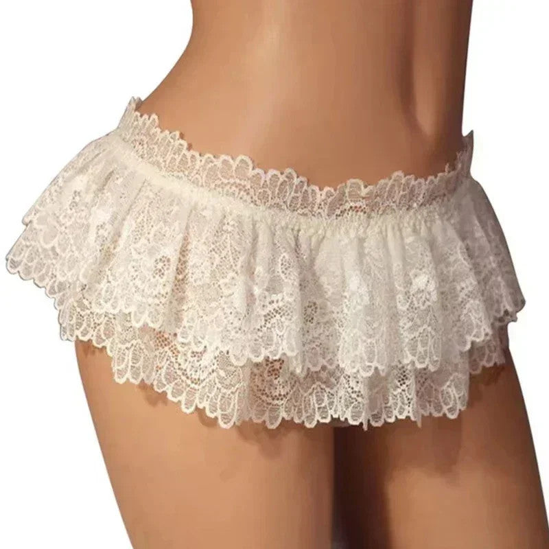 Ruffle Trim Lace Lingerie Briefs Lolita Pink White Black