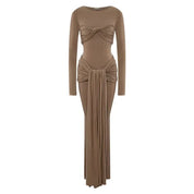 Tossy Pleated Maxi Bodycon Dress